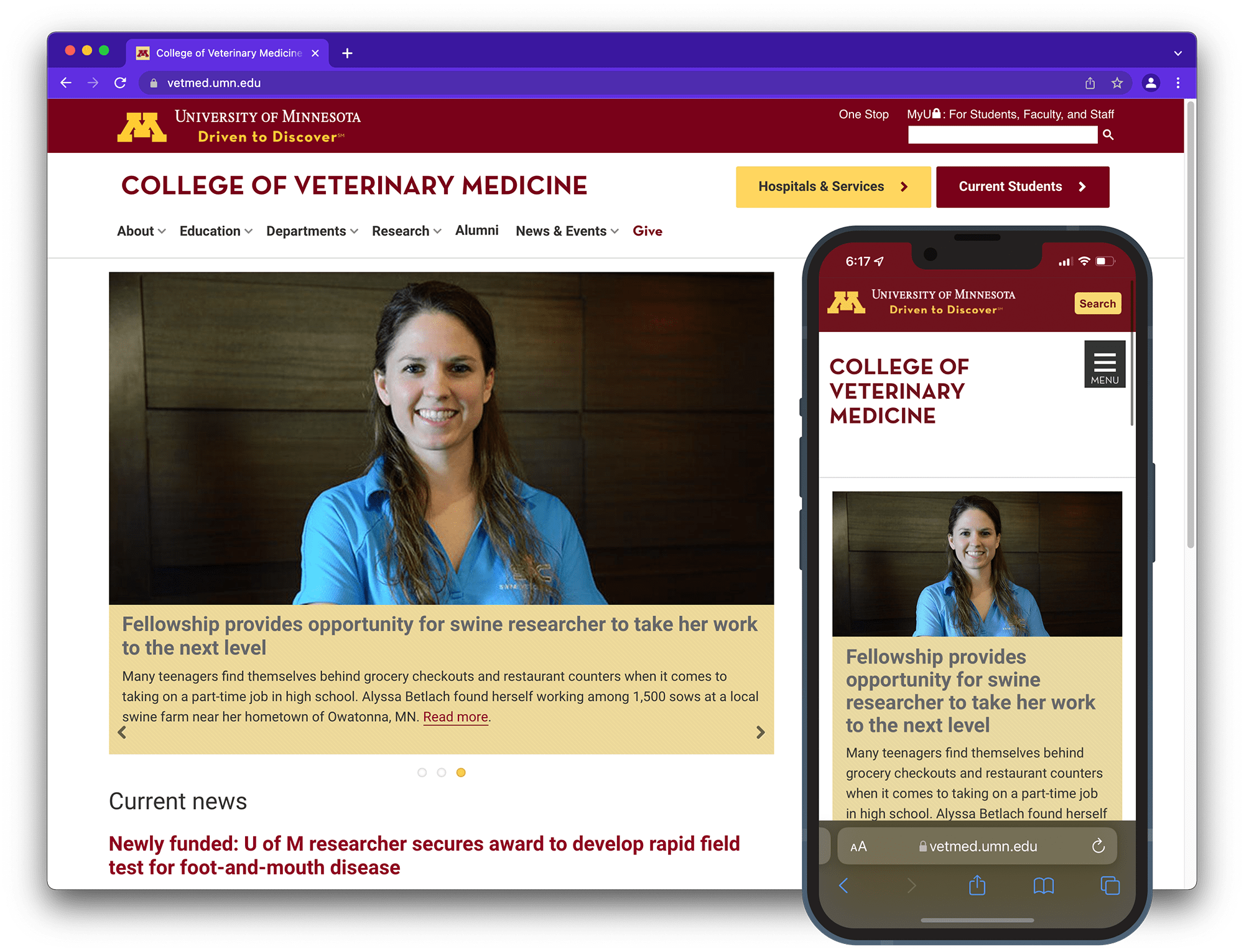 University of Minnesota College of Veterinary Medicine website