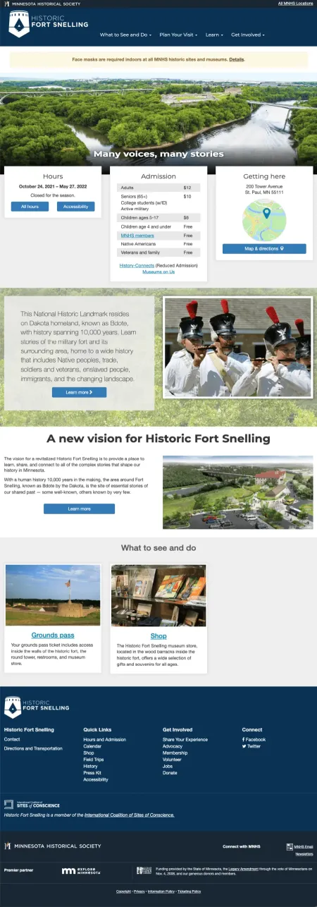 Minnesota Historical Society web page