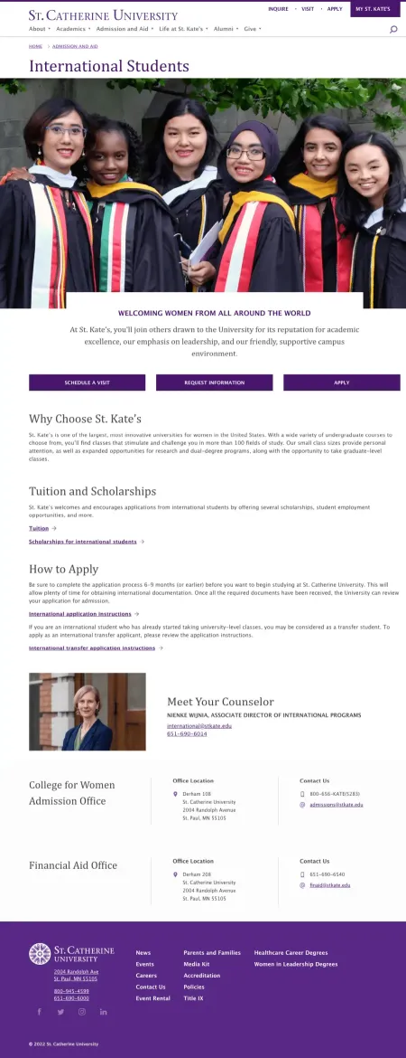 Saint Catherine University web page